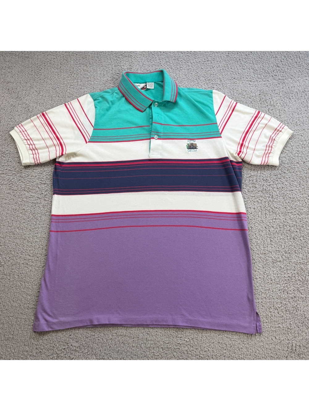 Vintage 80s Wilson Staff The Landings Golf Club Striped Polo Shirt XL